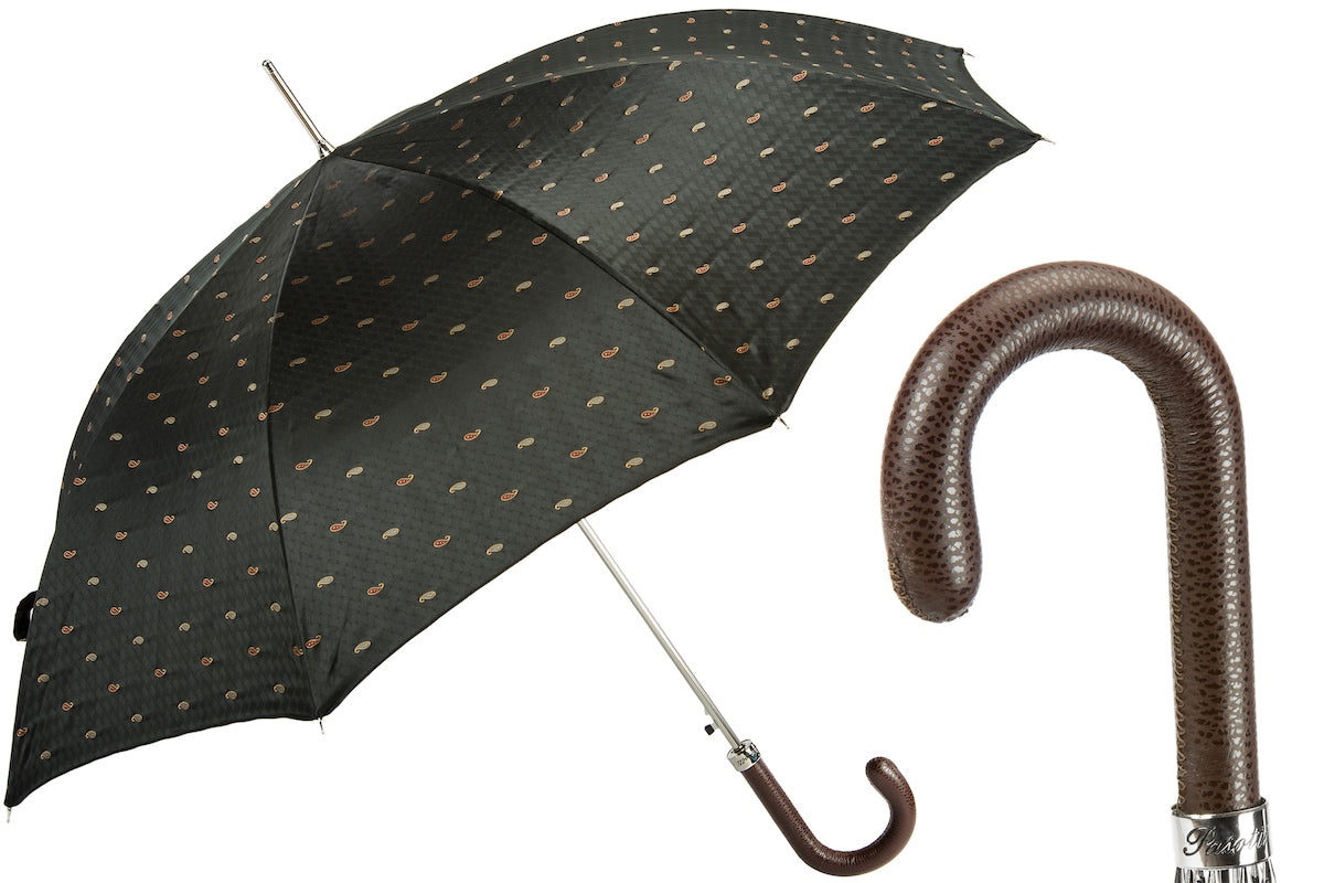 Pasotti Gentleman's Paisley Umbrella with Leather Handle