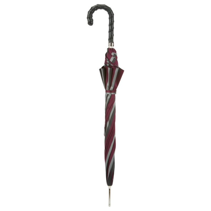 Pasotti Striped Dark Red & Silver Umbrella