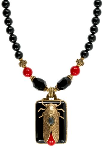 Patrice Black & Red Cicada Necklace