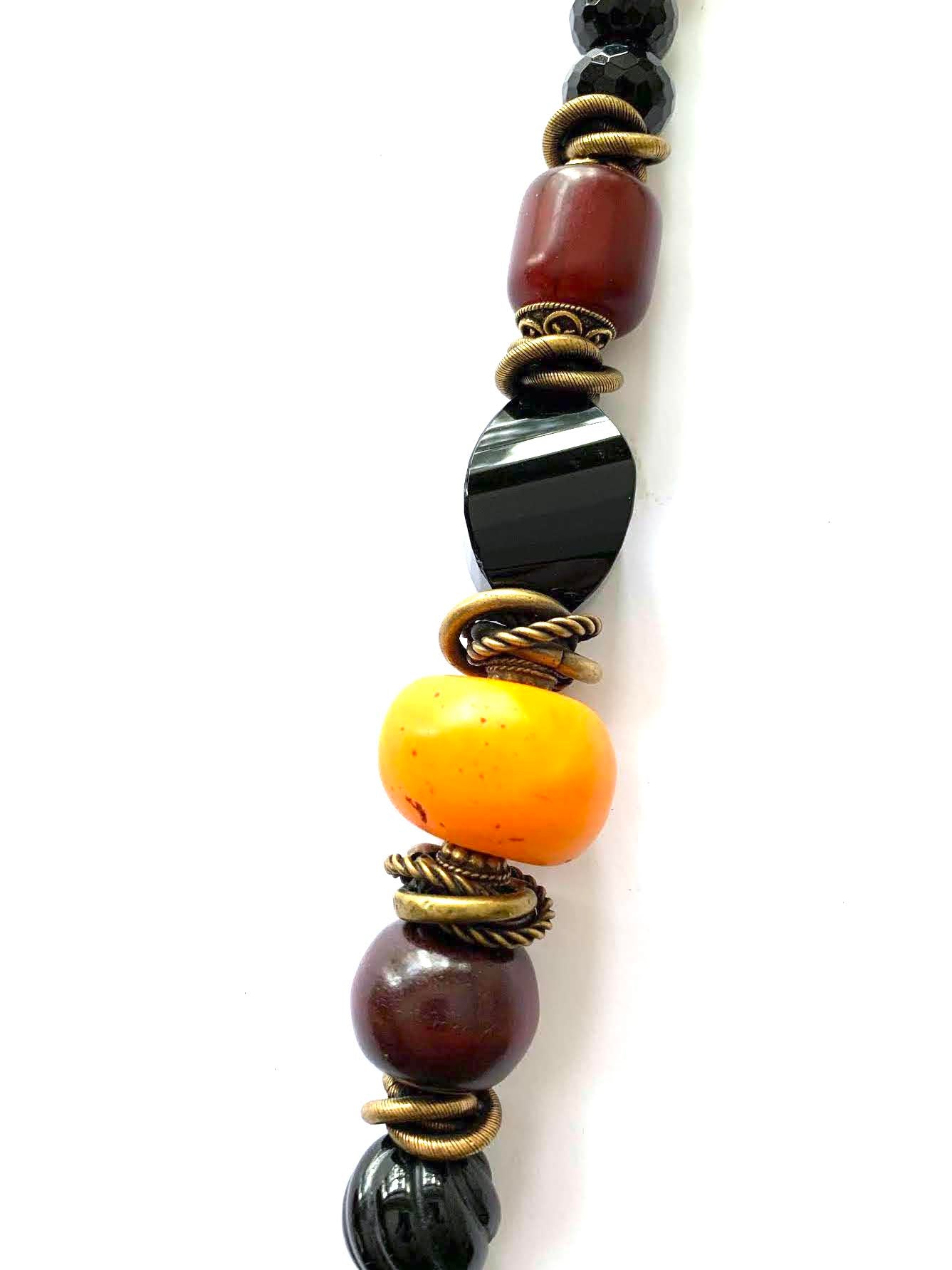 Patrice Onyx & Copal Amber Nugget Necklace