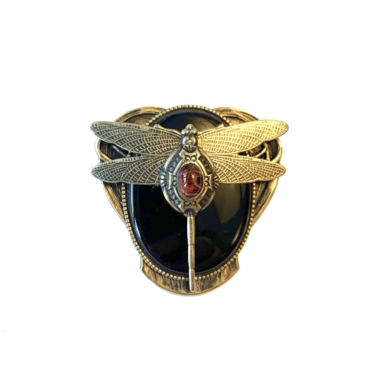 Patrice Black Dragonfly Brooch