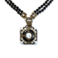 Patrice Onyx & Mother Of Pearl Square Filigree Necklace