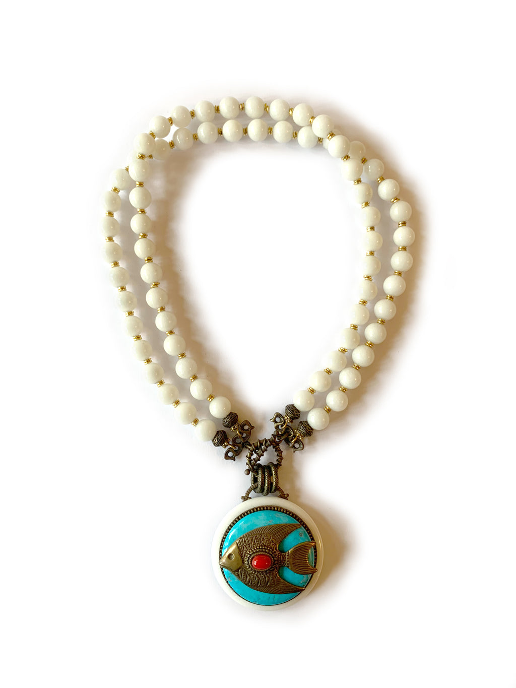 Patrice White Butterfly Fish Pendant