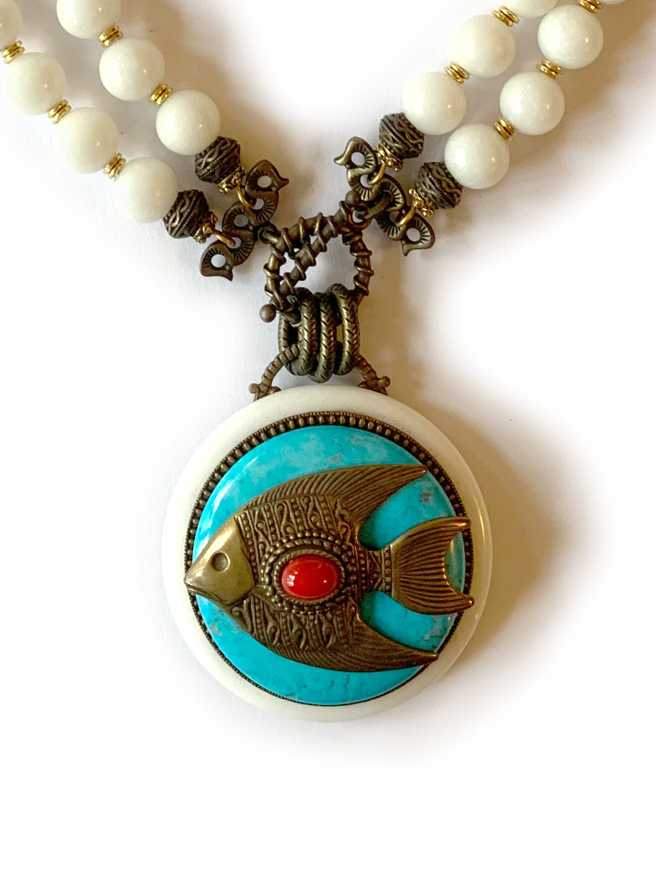 Patrice White Butterfly Fish Pendant