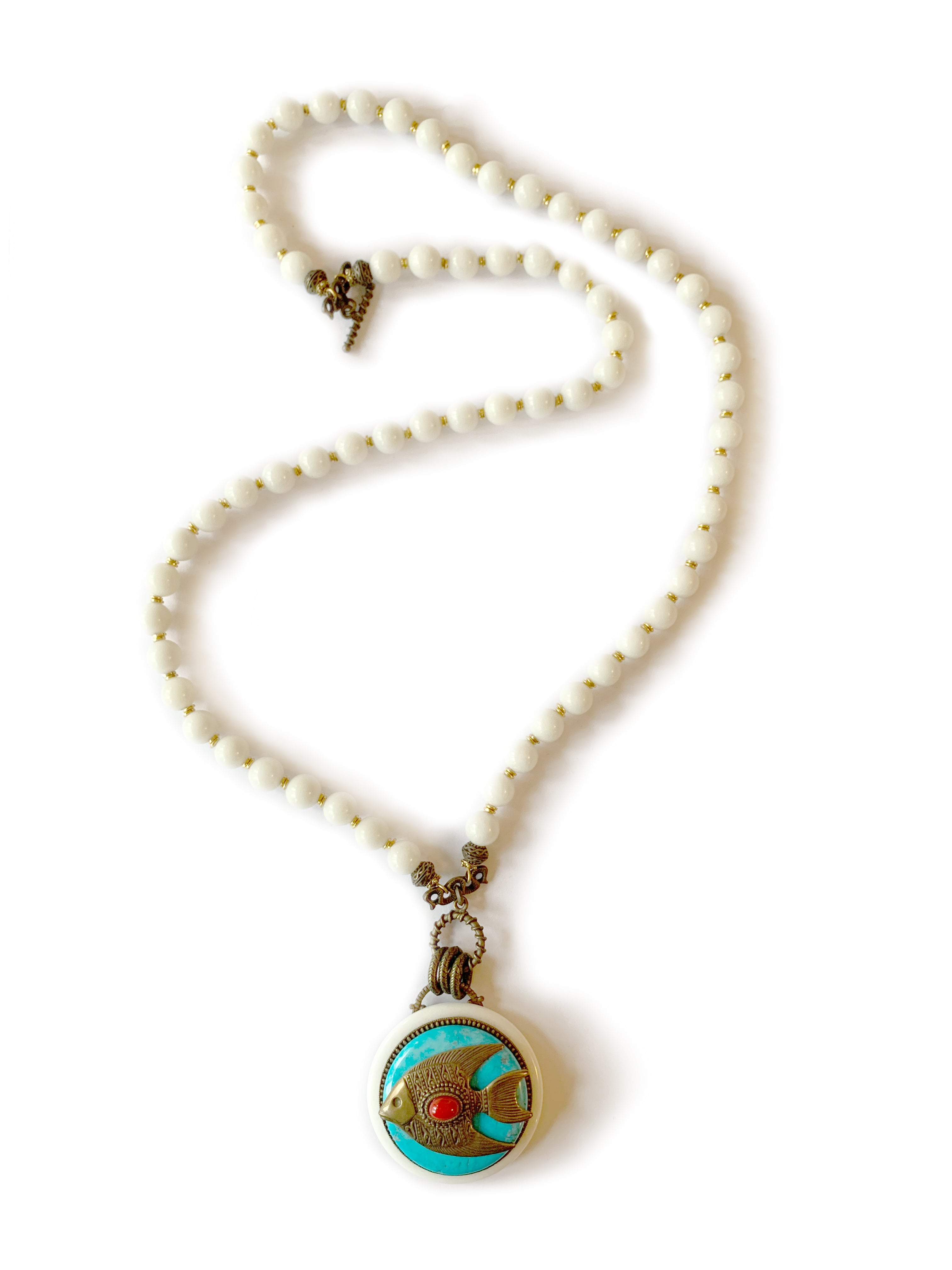 Patrice White Butterfly Fish Pendant