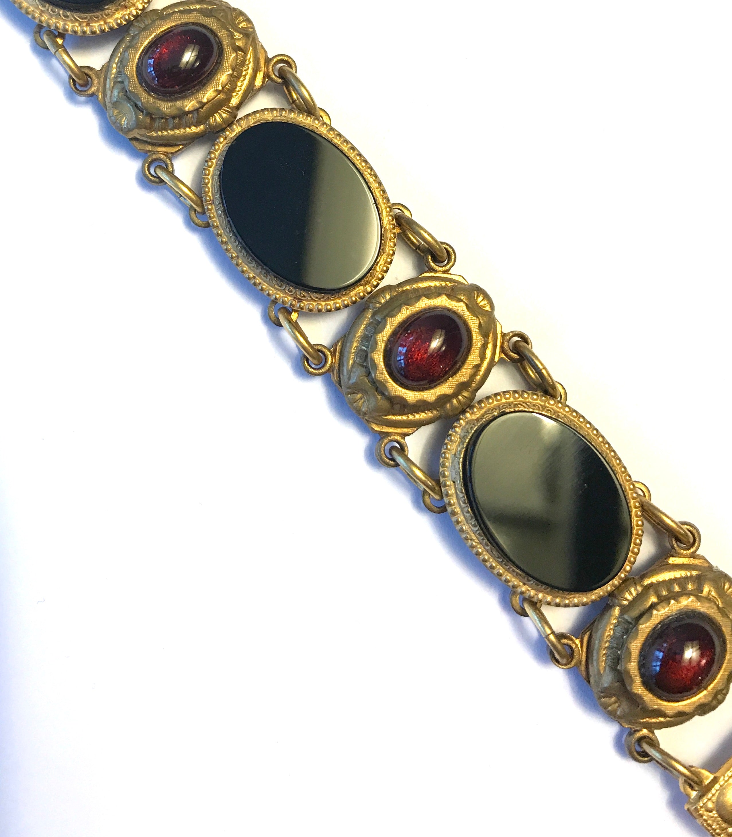 Patrice Onyx & Garnet Art Deco Bracelet