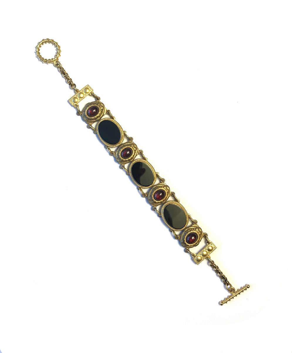 Patrice Onyx & Garnet Art Deco Bracelet