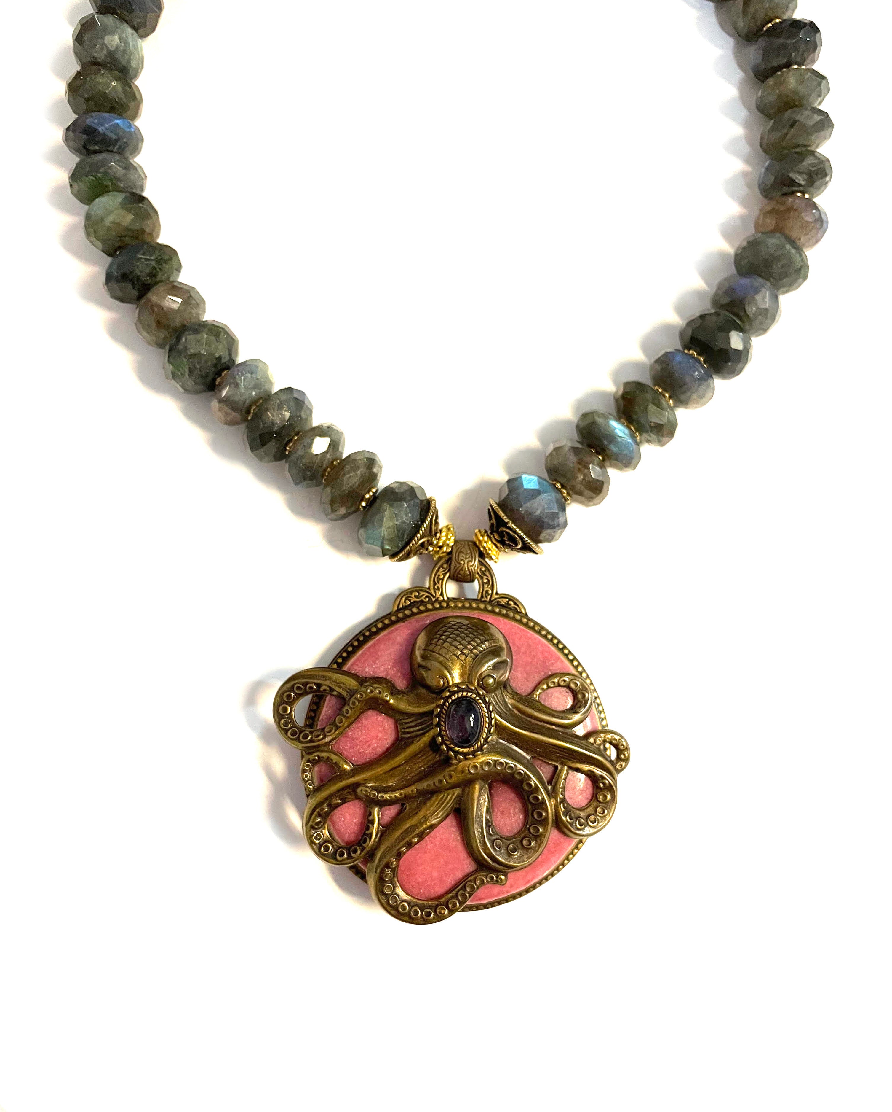 Patrice Vintage Octopus with Labradorite Necklace