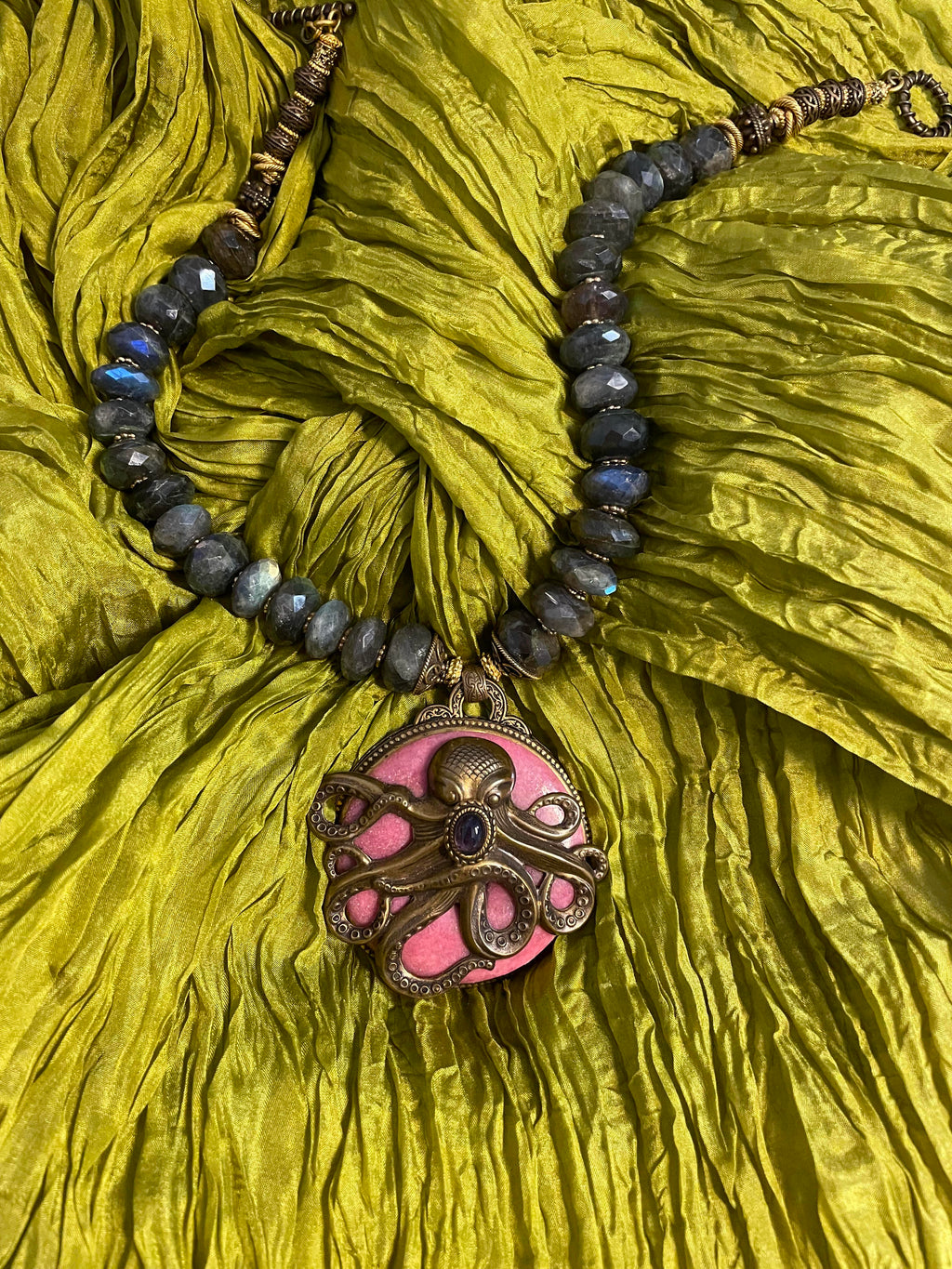 Patrice Vintage Octopus with Labradorite Necklace