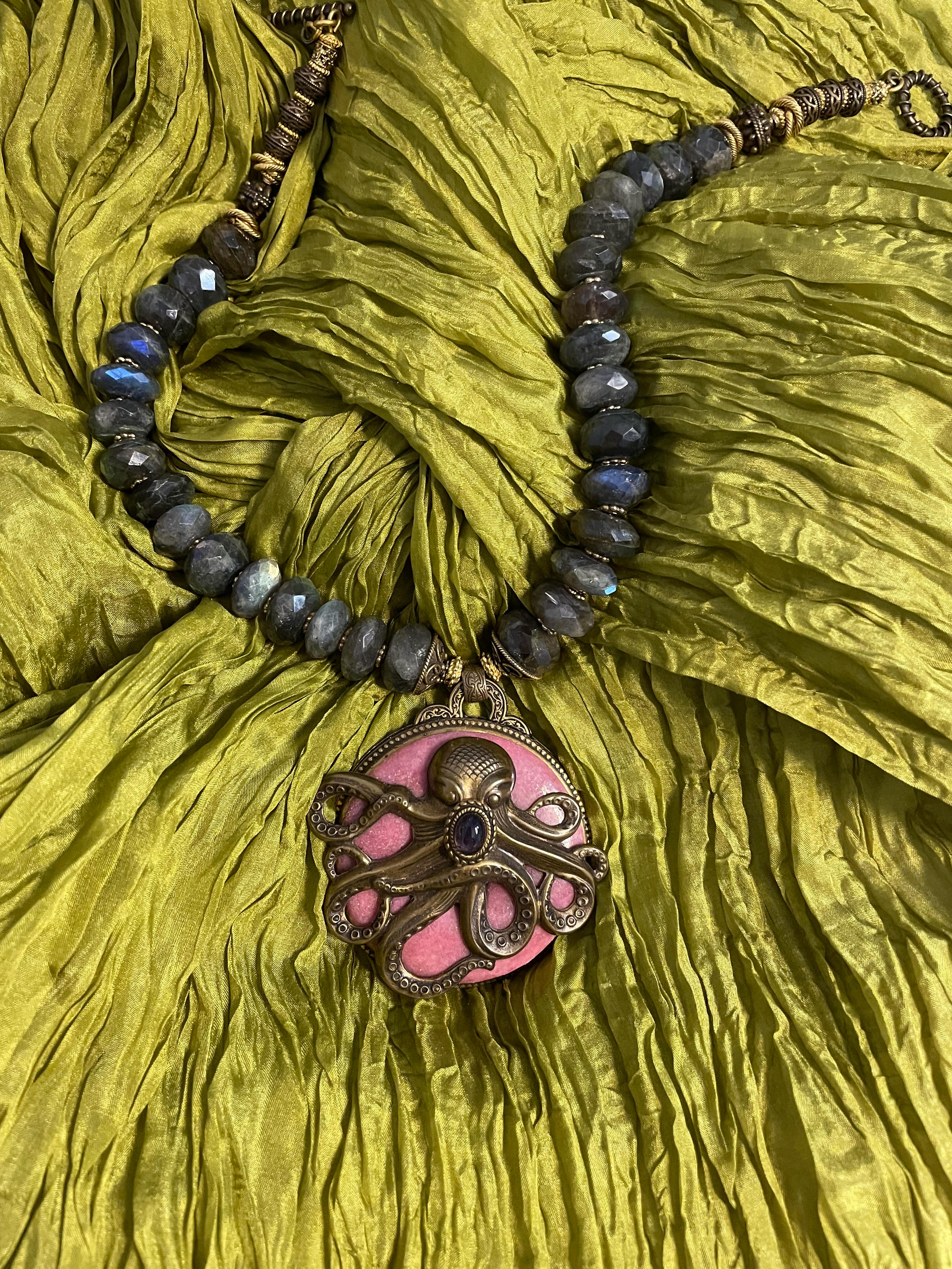 Patrice Vintage Octopus with Labradorite Necklace