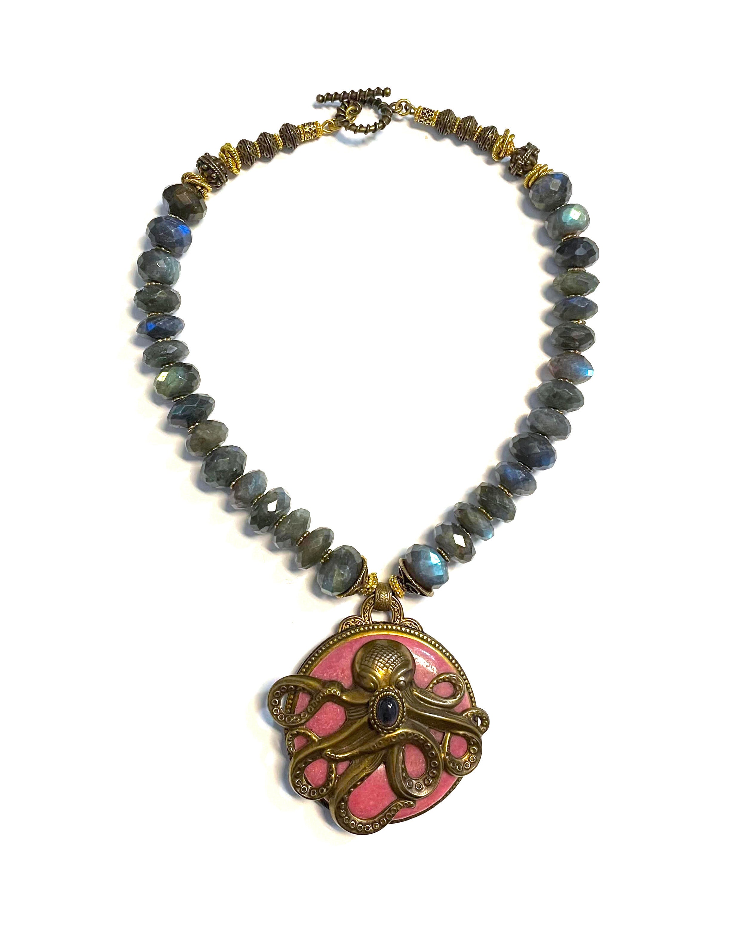 Patrice Vintage Octopus with Labradorite Necklace