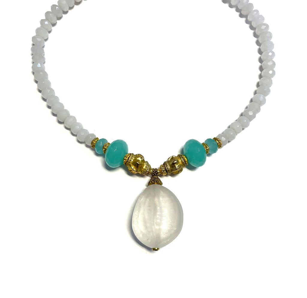 Patrice Pendant in White Jade