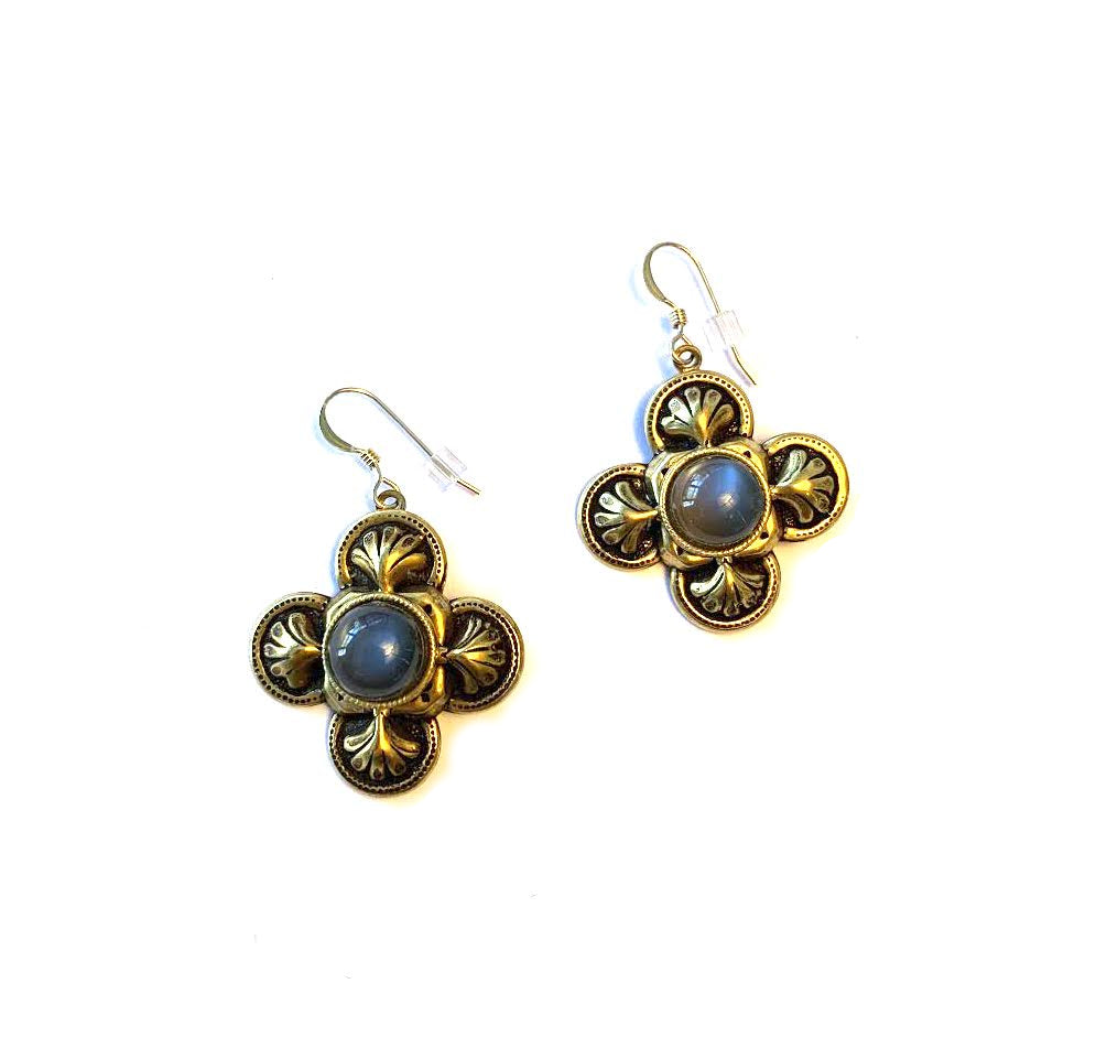 Patrice Cross Earrings with Moonstones