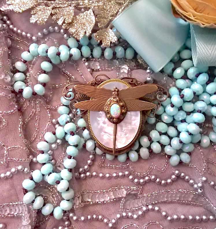 Patrice Mother of Pearl Dragonfly Brooch