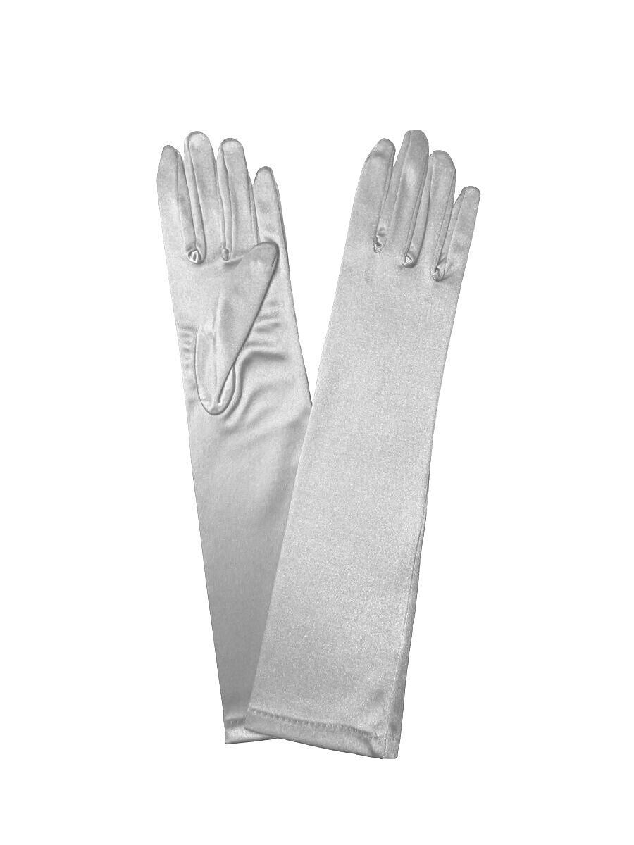 Satin Gloves in Silver Color 38 cm