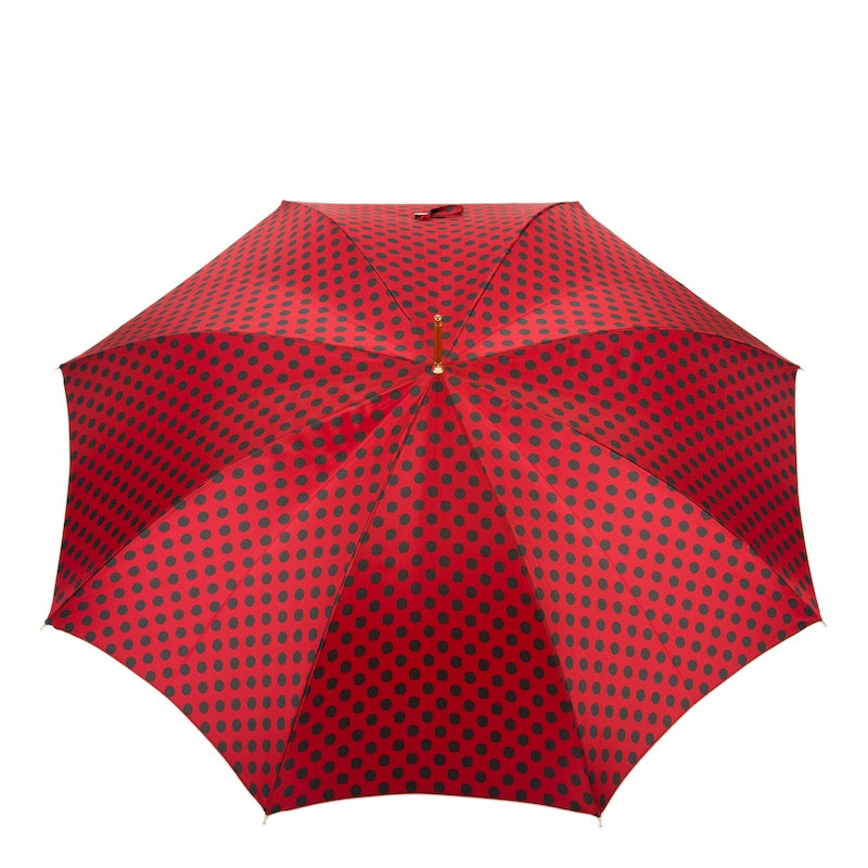 Pasotti Red Polka Dots Umbrella with Leather Handle