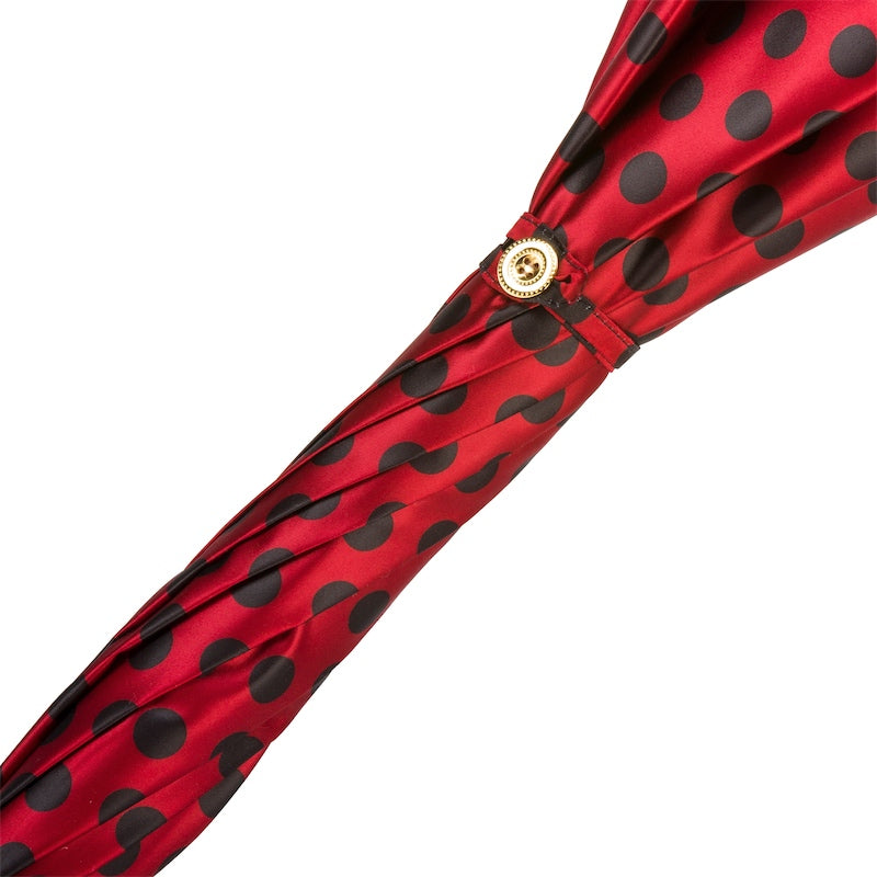 Pasotti Red Polka Dots Umbrella with Leather Handle
