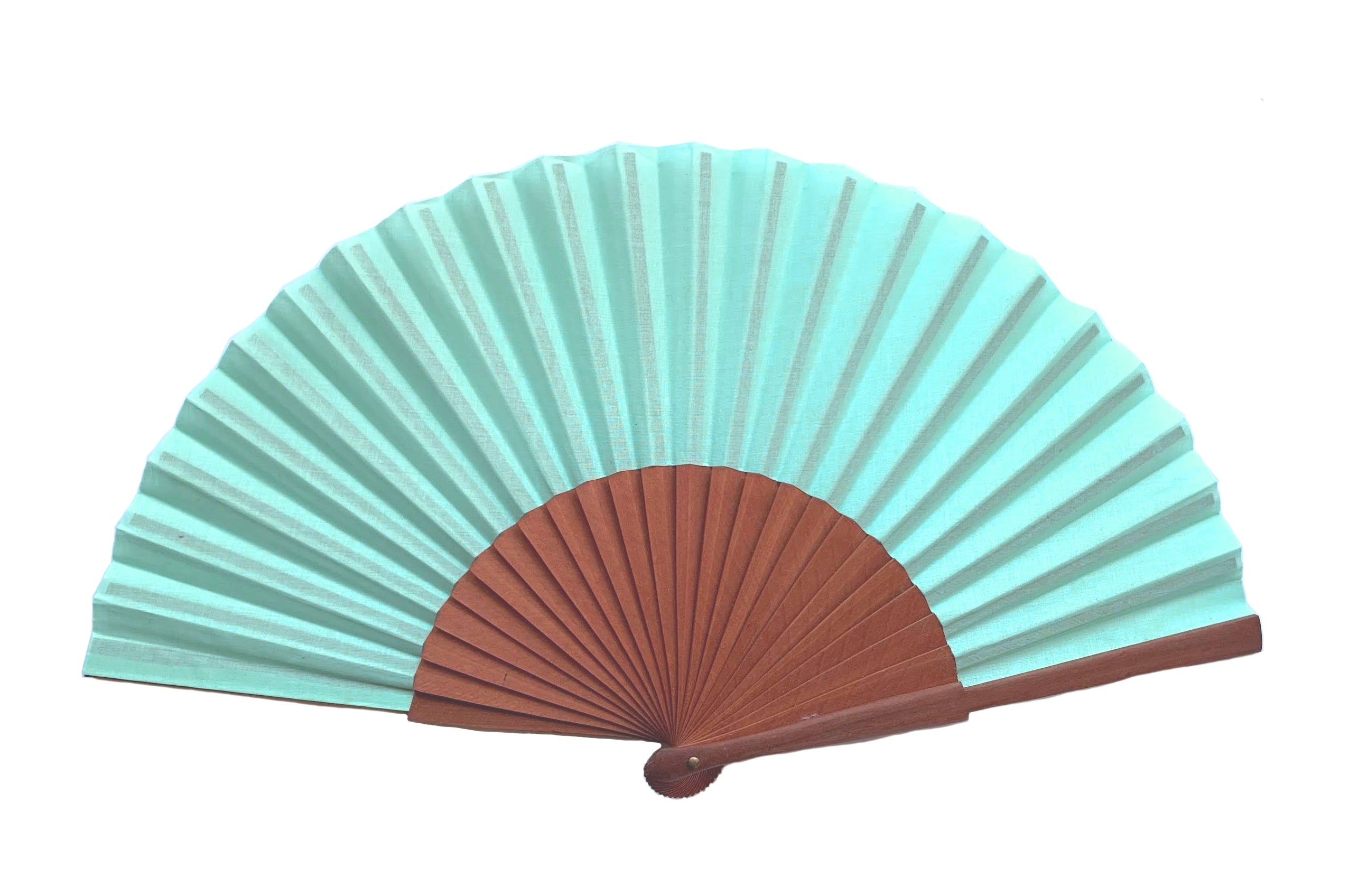 Turquoise Pear Wood Hand Fan