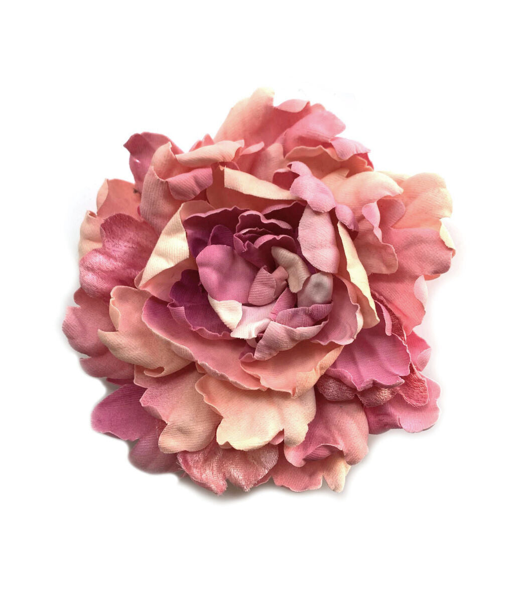 Large Warm Pink Peony Flower Brooch & Hair Clip
