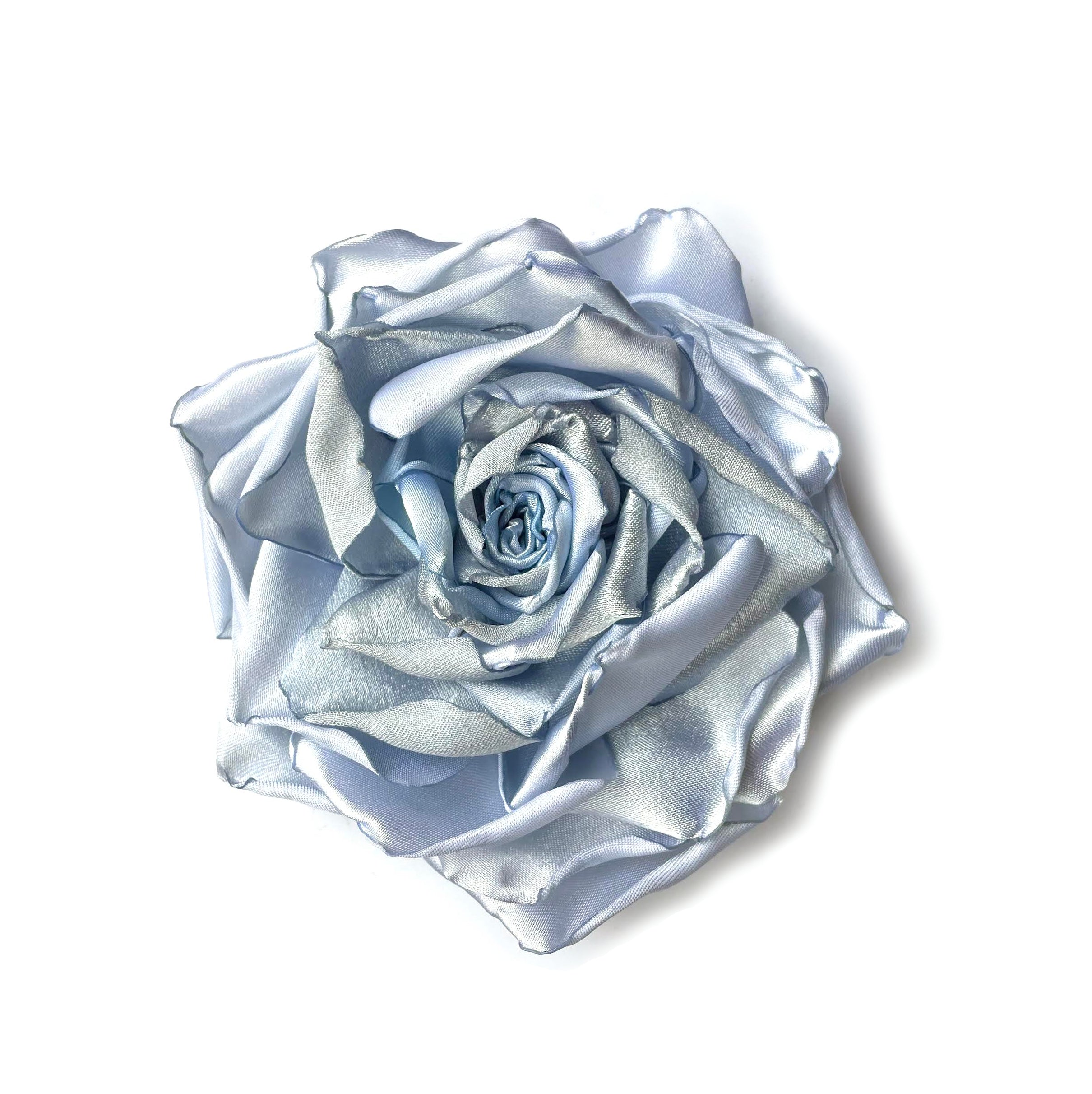 Pastel Blue Silk Rose Flower Brooch & Hair Clip