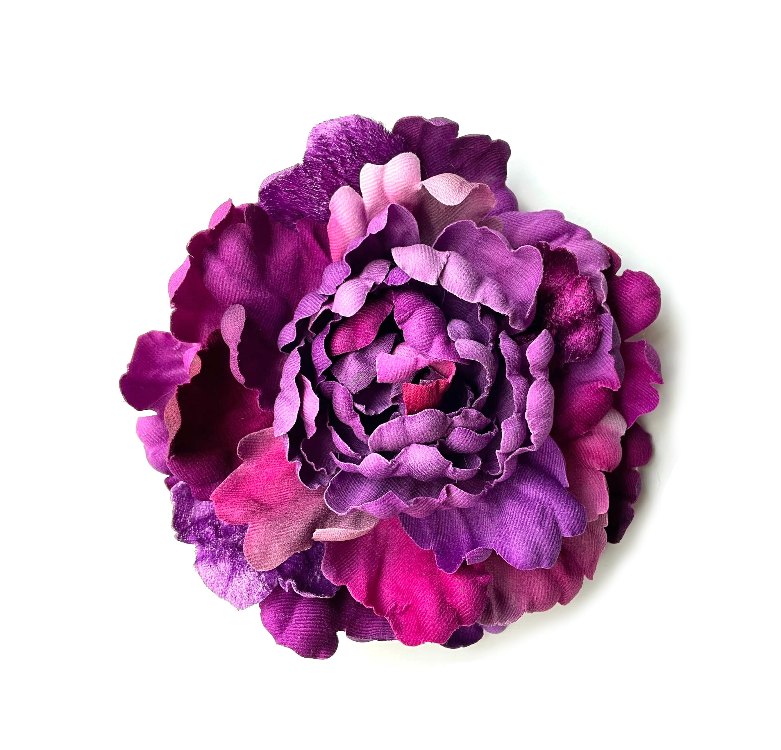 Large Purple Violet Peony Flower Brooch & Hair Clip