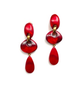 Dominique Denaive Red Dangling Elodie Earrings