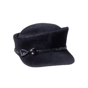 Misa Harada Black Cap with Silk Bow