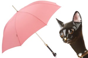 Pasotti Pink Umbrella with Black Cat Handle
