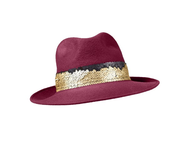 Misa Harada Wool Fedora in Warm Plum Color