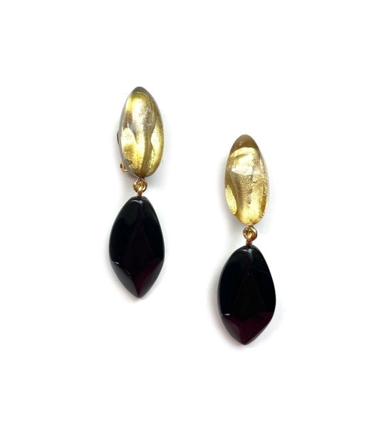 Dominique Denaive Macy Earrings in Black and Gold