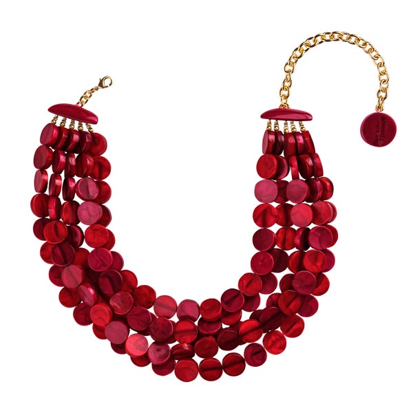 Dominique Denaive Red Pellet Necklace