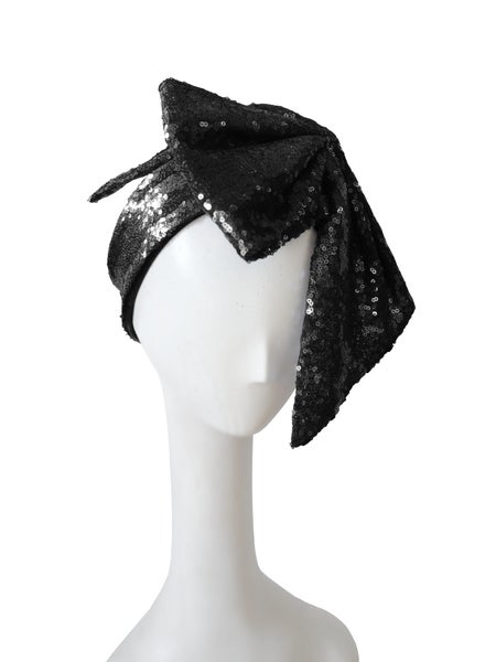 Kirsi Nisonen Glamorous Sequined Black Bow Headdress