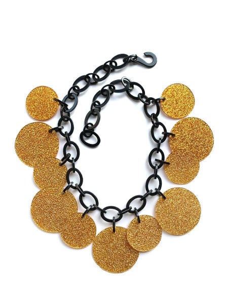 Marion Godart Necklace with Gold Glitter Resin Coins