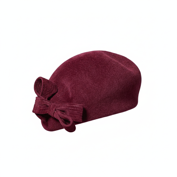 Misa Harada Burgundy Red Beret with Bow