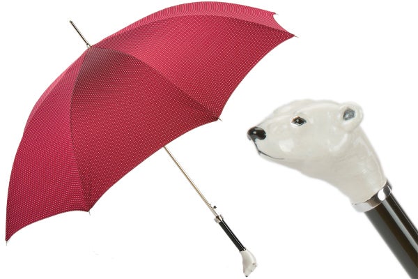 Pasotti Red Umbrella with White Bear Handle