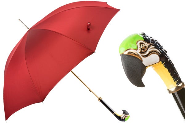 Pasotti Red Umbrella with Parrot Handle