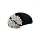 Misa Harada Elegant Black Beret with Crystal Leaf Motifs