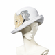 Misa Harada Pearl Grey Cloche Hat with Flowers