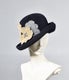 Misa Harada Black Cloche Hat with Flowers